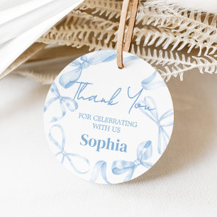 Étiquettes Cadeau Sweet sixteen Bleu Bow Anniversaire