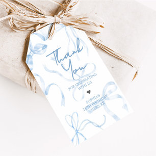 Étiquettes-cadeau Sweet sixteen Bleu Bow Anniversaire Fête Favoriser
