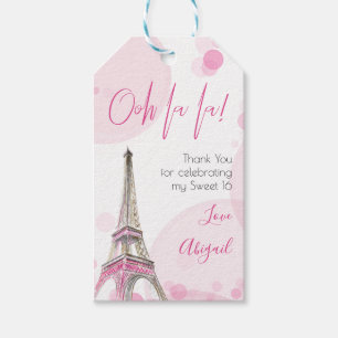 Étiquettes-cadeau Sweet sixteen Paris Rose Tour Eiffel Merci