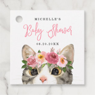 Étiquettes Cadeau Sweet Watercolor Kitty Girl Baby shower