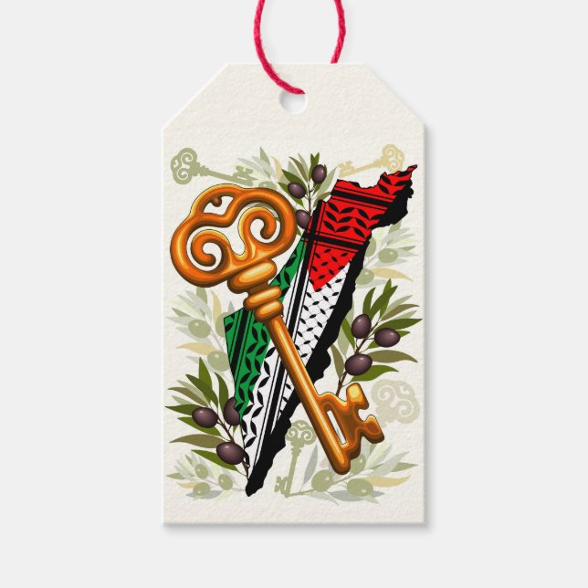 Étiquettes-cadeau Symbole clé palestinien du droit au retour (Devant)