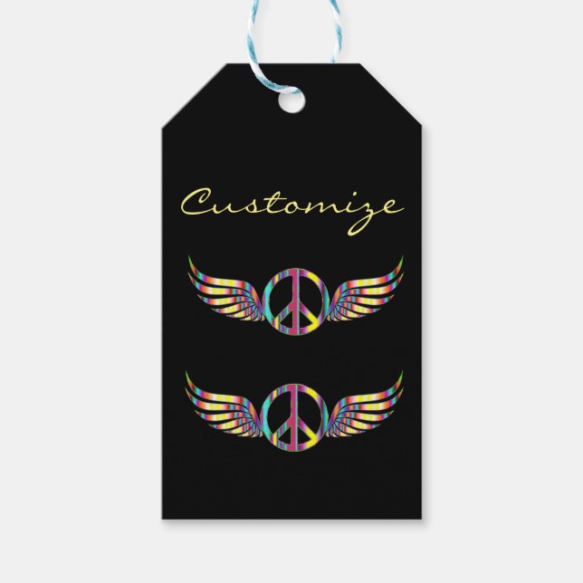 Étiquettes-cadeau Symbole de paix hippie ailé Thunder_Cove (Devant)