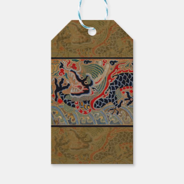 Étiquettes-cadeau Symbole dragon chinois Antique asiatique (Devant)