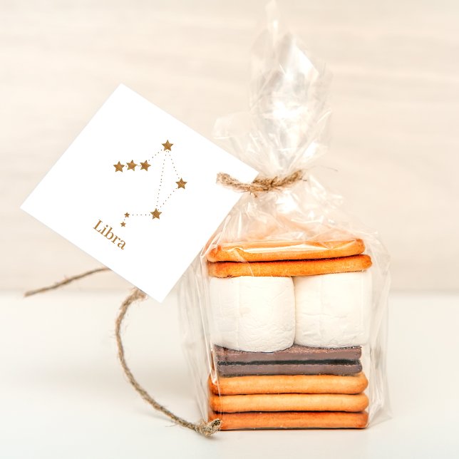 Étiquettes Cadeau Symbole moderne Zodiac Gold Libra | Air de l'éléme (Créateur téléchargé)