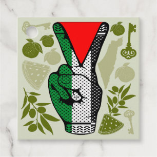 Étiquettes Cadeau Symbole triangle rouge de résistance à la main du 