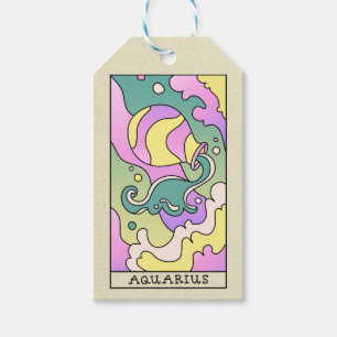 Étiquettes-cadeau SYMBOLE Zodiaque Aquarius Art Abstrait Vintage