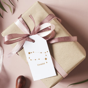 Étiquettes-cadeau SYMBOLE Zodiaque Moderne Gemini Or   Air de l'élém
