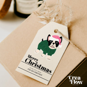 Étiquettes-cadeau Sympa Christmas Frenchie Chien Personnaliser
