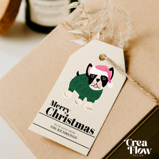 Étiquettes-cadeau Sympa Christmas Frenchie Chien Personnaliser