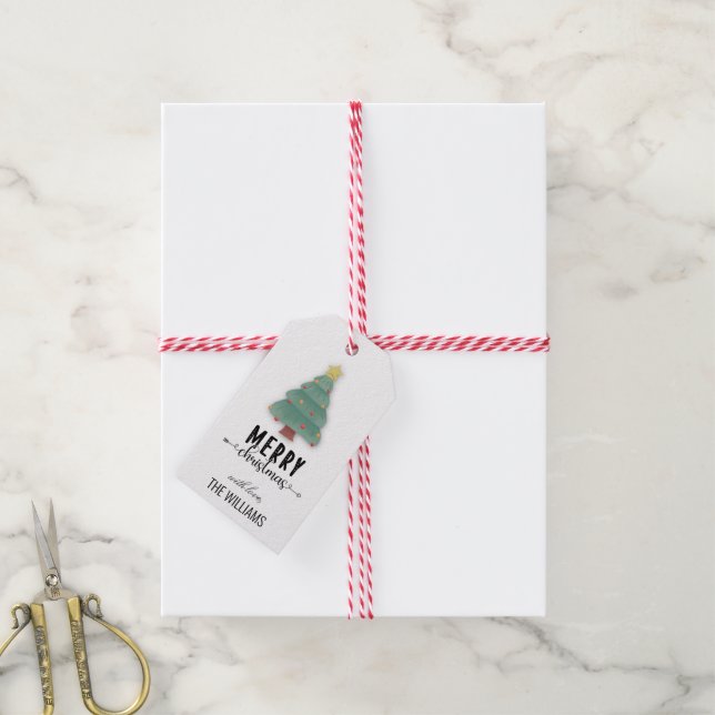 Étiquettes-cadeau Sympa et moderne sapin de Noël Personnalisé (Avec de la ficelle)
