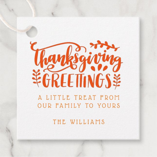Étiquettes Cadeau Sympa Thanksgiving Friendsgiving Salutations Treat (Devant)