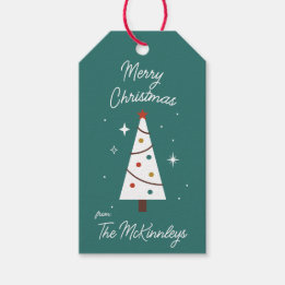 Étiquettes-cadeau Sympathique arbre de Noël moderne personnalisable