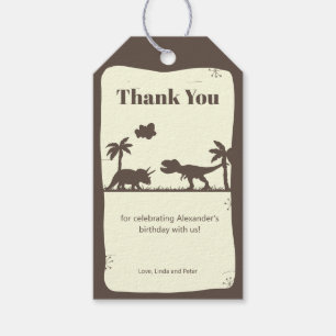 Étiquettes-cadeau T-Rex & Tricératops Dinosaur Silhouette Merci