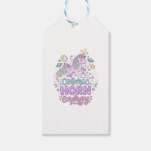 Étiquettes-cadeau T-shirt graphique pastel mignon énergie corne cosm
