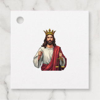 Étiquettes Cadeau T-shirt vintage gravure Jésus couronné de justice