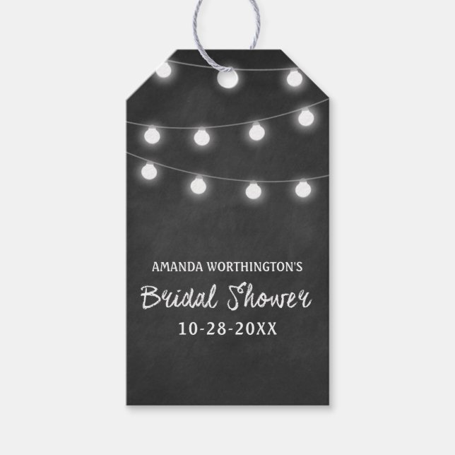 Étiquettes-cadeau Tableau de bord + Fête des mariées Lumières Favori (Devant)