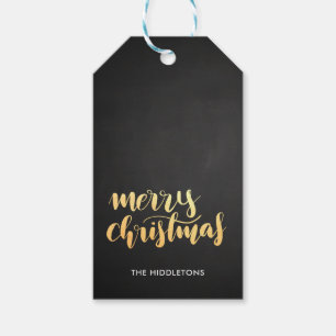 Étiquettes-cadeau Tableau manuscrit d'or de Faux de Joyeux Noël