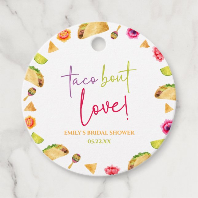 Étiquettes Cadeau Taco à propos d'amour ! Fête de mariage pour la ma (Devant)