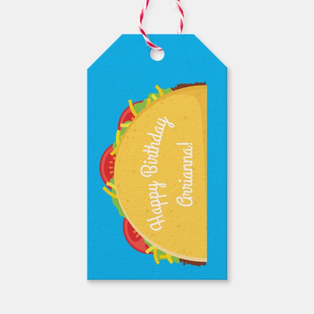 Étiquettes-cadeau Taco Anniversaire Fête Nourriture Mexicaine (Devant)
