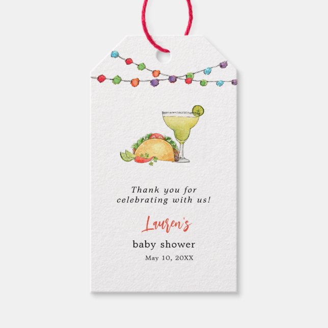 Étiquettes-cadeau Taco Fiesta Baby shower Merci (Devant)
