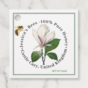 Étiquettes Cadeau Tag avec fleur de Magnolia et abeille