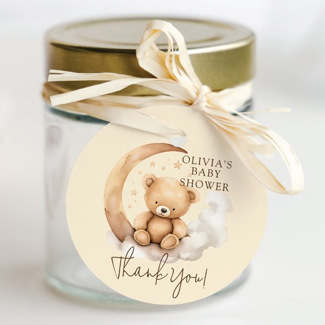 Étiquettes Cadeau Tag Baby shower Favoriser Teddy Moon (Créateur téléchargé)