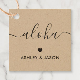 Étiquettes Cadeau Tag Cadeau Aloha, Merci Mariage, Kraft
