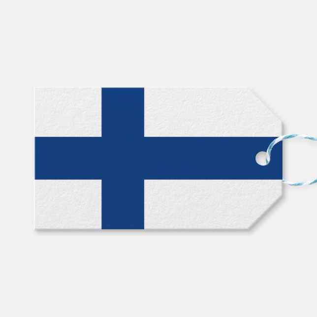 Étiquettes-cadeau Tag cadeau avec le drapeau de la Finlande (Devant (Horizontal))