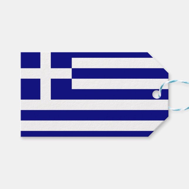 Étiquettes-cadeau Tag cadeau avec le drapeau de la Grèce (Devant (Horizontal))