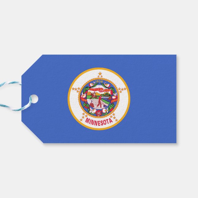 Étiquettes-cadeau Tag cadeau avec le drapeau de l'état du Minnesota, (Dos Horizontal)