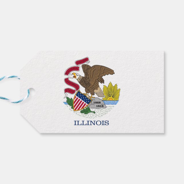 Étiquettes-cadeau Tag cadeau avec le drapeau de l'Illinois State, US (Dos Horizontal)