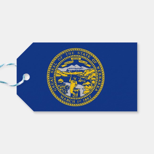 Étiquettes-cadeau Tag cadeau avec le drapeau de Nebraska State, USA (Dos Horizontal)