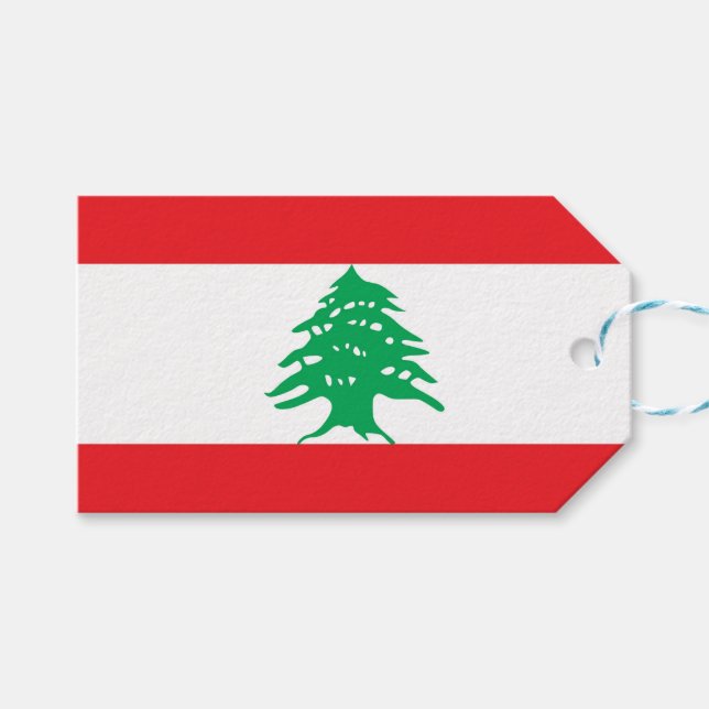 Étiquettes-cadeau Tag cadeau avec le drapeau du Liban (Devant (Horizontal))