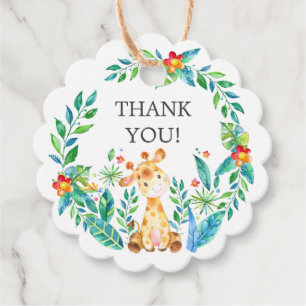 Étiquettes Cadeau Tag Cadeau Baby shower Favoriser Jungle Giraffe