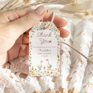 Étiquettes-cadeau Tag cadeau Baby shower Merci Fleur sauvage oie
