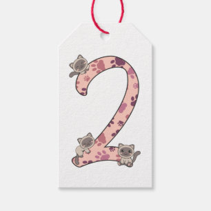 Étiquettes-cadeau Tag Cadeau Chat Siamese Deuxième anniversaire pour