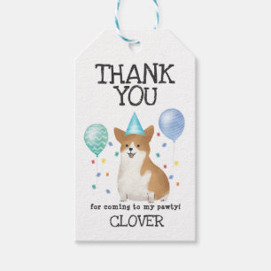 Étiquettes-cadeau Tag Cadeau Corgi Pawty Dog Anniversaire Merci Favo