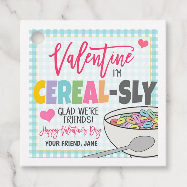 Étiquettes Cadeau Tag cadeau de céréales Valentine (Devant)