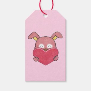 Étiquettes-cadeau Tag cadeau de coeur de lapin lapin mignon Valentin