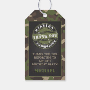 Étiquettes-cadeau Tag cadeau de fête d'anniversaire de l'armée