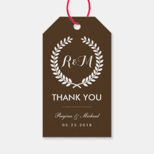 Étiquettes-cadeau Tag cadeau de Mariage Laurel Wreath Monogram