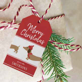 Étiquettes-cadeau Tag cadeau de Noël Dachshund Doxie personnalisée