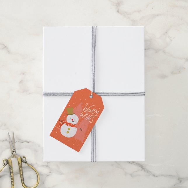 Étiquettes-cadeau Tag cadeau de Noël de Snowman d'hiver (Avec de la ficelle)