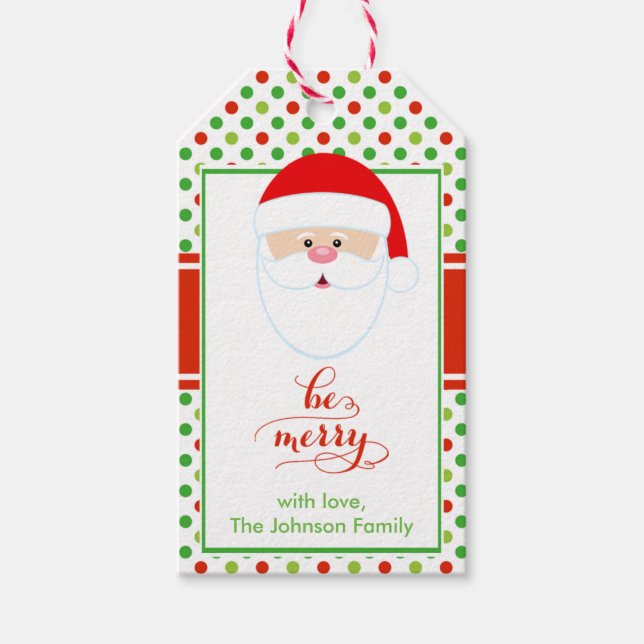 Étiquettes-cadeau Tag cadeau de Noël moderne Père Noël (Devant)