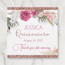 Tag cadeau de Quinceanera Rose Gold Parties scinti
