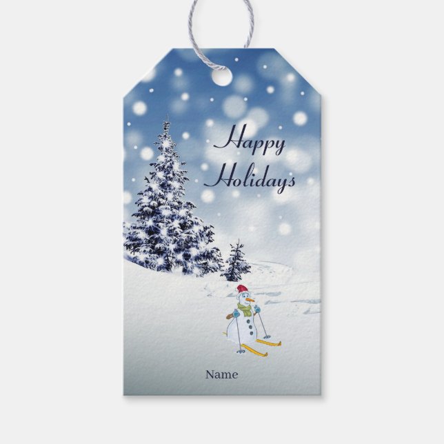 Étiquettes-cadeau Tag cadeau de vacances Snowman (Devant)