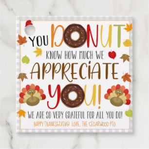 Étiquettes Cadeau Tag cadeau Donut Thanksgiving