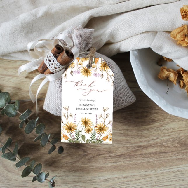 Étiquettes-cadeau Tag cadeau Fête des mariées de tournesol Merci (Créateur téléchargé)