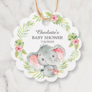 Étiquettes Cadeau Tag Cadeau Fille Jungle Éléphant Baby shower Favor