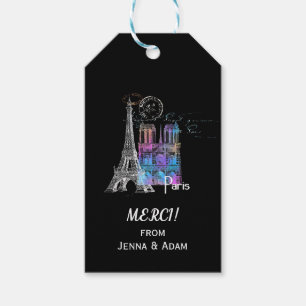 Étiquettes-cadeau Tag Cadeau Merci Rainbow Paris Eiffel Notre Dame